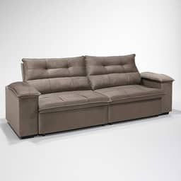 Sofá Aconchegante 4 Lugares Reclinável e Retrátil Bel Veludo LIMOV (Capuccino, 2,50m)