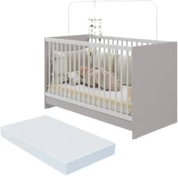 Berço 3 em 1 com Colchão Incluso Multimóveis Mp4394 Cinza/branco