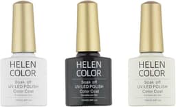 HELEN COLOR Kit 3 Esmaltes em Gel UV/LED 10ml Cada Frasco Secagem Rápida Alta Durabilidade Acabamento Brilhante (Francesinha)