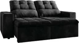 Sofá Retrátil e Reclinável 2 Lugares 1,80m Veludo Malibu Preto