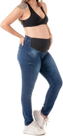 Calça Para Gestante Jeans Com Elástico Grávida Confortável