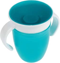 Copo Infantil com Tampa de Silicone Baby Art Baby, 210ml, Sem Bico, Não Vaza, Azul