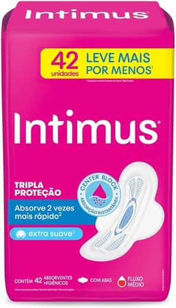 Intimus Absorvente Externo Tripla Proteção Cobertura Suave Com Abas - 42 un