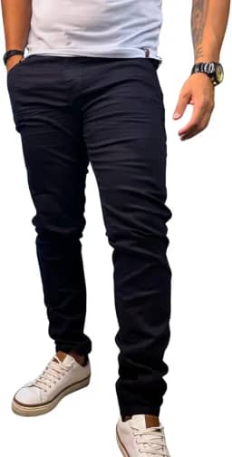 Calça Masculina Jeans Elastano PRETA SLIM Confortável