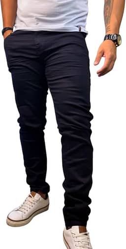 Calça Masculina Jeans Elastano PRETA SLIM Confortável