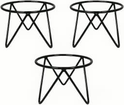 Suporte para Vaso de Planta, Ferro Preto, Design Geométrico, 20 cm x 15 cm, Conjunto com 3 Peças