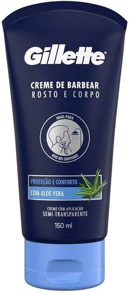 Gillette Creme de Barbear Rosto e Corpo com Aloe Vera, Ideal para Barbear com um Aparelho de Barbear no Chuveiro 150mL