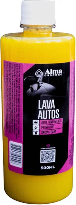 Shampoo Automotivo com Cera Alma Essence, Alto Rendimento, Efeito Snow Foam, pH Neutro, 500ml, Fórmula Líquida para Lavagem de Carros