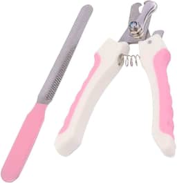 Cortador De Unhas Pet Kit Alicate e Lixa Para Cães e Gatos (Branco e rosa)