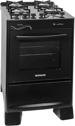 SUGGAR FOGÃO NEO GLASS PRETO MESA DE VIDRO 4 BOCAS TREMPE 6 APOIOS ACENDIMENTO AUTOMÁTICO FGVNG410PT