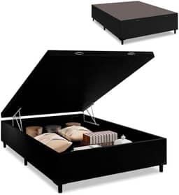 Cama Box com Baú Casal com 38cm de Altura Prince Preto