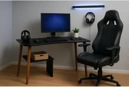 Escrivaninha MDF com Pés de Madeira, Mesa de Estudo Compacta para Home Office e Quarto(Preto)