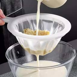 Coador de malha de nylon ultrafino para cozinha, peneira de plástico, malha fina com alça, ferramenta de cozinha para leite de soja, café, leite, iogurte, suco, filtro de folha de chá, mel, vinho