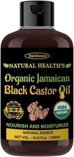 Óleo de rícino preto jamaicano (300 ml) - 100% puro para crescimento de cabelos, cílios e sobrancelhas, soro de prevenção de queda de cabelo