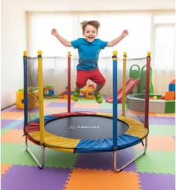 Cama Elástica Pula Pula Infantil Trampolim 1,4m Lona de Salto Preta Proteção de Molas Colorida Para Área Interna e Externa Henri Trampolim
