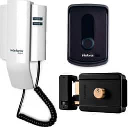 Kit Porteiro Interfone Eletrônico IPR 8010 Residencial Intelbras + Fechadura Elétrica de Sobrepor Cilindro Fixo FX 500 Intelbras