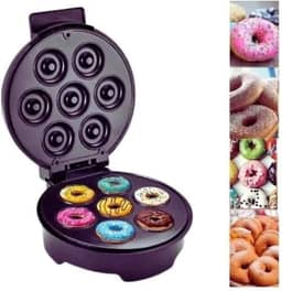 Máquina de Fazer Mini Donuts e Rosquinhas Portátil 1000W com Revestimento Antiaderente para Confeitaria (Preto 127V)
