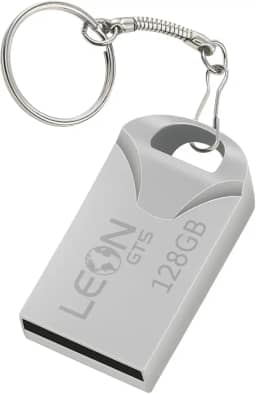 Pendrive 128GB USB 2.0 Metálico - Compacto Portátil Armazenamento Seguro Alta Velocidade Transferência de Dados Plug Play para PC Notebook Rápida Leve Resistente Prateado Chaveiro Sem Tampa (128, GB)