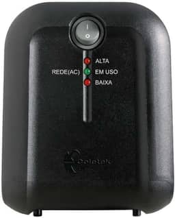 Estabilizador Coletek ES-1500VA Preto, Tensão nominal de entrada 115/220V bivolt automático e Tensão nominal de saída mono 115V, 5 Tomadas Padrão NBR 14136 Frequência 60Hz