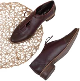 Oxford Georgia feminino | Sapatos elegantes de couro com cadarço com palmilha acolchoada e salto de 3,5 cm