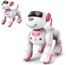 Cachorro Robô Inteligente, Smart Robot Dog, Cão Robô Dançarino Com Comando de Voz Programável, Sensível ao Toque e musical (Rosa)