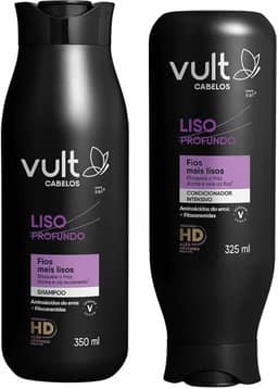 Vult Kit de Shampoo e Condicionador para Cabelos Lisos, Liso Profundo, 350ml e 325ml, Alisante, Nutritivo, Sem Sal, Fragrância Suave