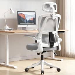 Cadeira de escritório ergonômica, cadeira de escritório em casa com suporte lombar, cadeira reclinável de malha cadeira de jogos de computador com encosto alto, grande e alta, confortável (Cinza)