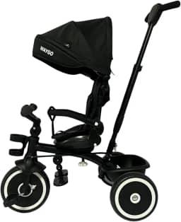 Triciclo Infantil Com Empurrador 2 em1 Waygo Preto Maxi Toys