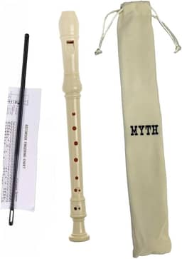 Zaidan’s Flauta Doce Soprano Germânica em Dó (C), ABS, 3 partes, bege, com bag e vareta de limpeza — indicada para estudantes e escolas