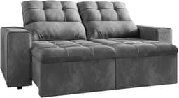 Sofá Retrátil e Reclinável 2 Lugares 1,80m Veludo Malibu Cinza