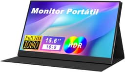 Monitor Portátil 15,6'' SRGB FHD 1080P IPS Tela com Porta USB Tipo USB-C HDMI com Suporte Capa Inteligente Compatível para Laptop, PC, MacBook, PS5, Phone