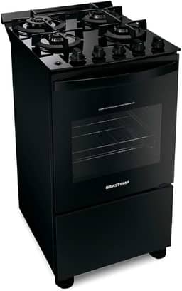 Fogão Brastemp 4 Bocas Preto com mesa de vidro e dupla chama Bfo4xae - Bivolt