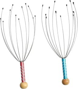 Kit 2 Massageador para Cabeça Cabo Colorido Anti Estresse Relaxante Cafuné Com 12 Hastes