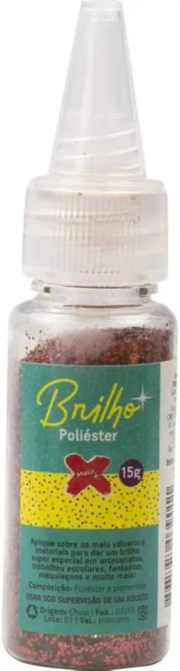 Glitter Poliéster, Make +, 15 Gramas, Vermelho