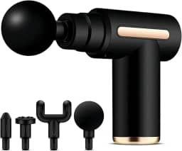 Massageador Elétrico Pistola Muscular Profissional Recarregável 4 Ponteiras Massagem Relaxante Alívio Dores Pós-Treino Miofascial Fitness Corpo Inteiro Esportivo Portátil Silencioso Premium