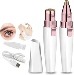 Aparador de Sobrancelhas e Removedor de Pelos Faciais para Mulheres, 2 em 1 USB Recarregável, Indolor, com Luzes LED, Depilador Elétrico