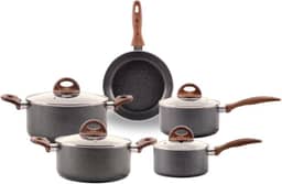 Brinox - Jogo de Panelas Antiaderente Ceramic Life 5 Peças com Fundo de Indução Smart Plus - Granito