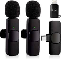 2 peças Microfone de lapela sem fio para telefone (Type C), microfone duplo sem fio para gravação de vídeo, transmissão ao vivo, vlog, YouTube, TikTok, Facebook, zoom - redução de ruído e plug-play. (Sem necessidade de APP/Bluetooth) (Andróide 2 peças)