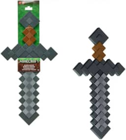 Mattel Minecraft Role-Play Coleção de acessórios de brinquedo de batalha com design pixelado, espada de pedra