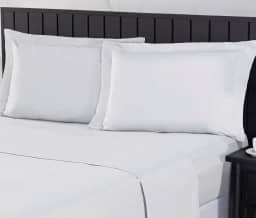 Jogo de Cama 400 Fios Percal Com Lençol de Cima e Aba Americana, Antiácaro, Anti-pilling com Toque Macio Elástico Hotel - (Branco,Queen)