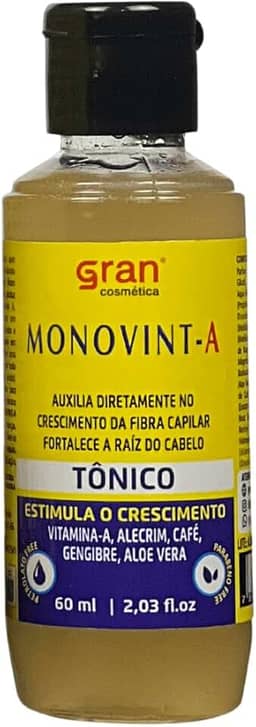 Tônico Ativador Monovin - A e Vitamina B5 60ml Gran Cosmética Estimula o Crescimento Capilar Para Cabelos Mais Fortes Com Resistência e Brilho