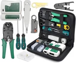 Conjunto de Ferramentas de Manutenção Rede Informática e Computador, Testador Lan Crimpar Rj45, Ferramentas Internet com Estojo, Maleta de TI, Kit Bolsa 10 em 1 Técnico de Informatica - Linha Premium