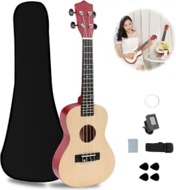Bahkol Ukulele 23 Polegadas, Kit de Instrumentos Ukulele Bege, Concert, 4 Cordas