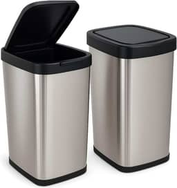 Kit 2 Lixeira Cesto De Cozinha Banheiro Tampa Click 9l modelo Inox