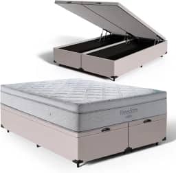 Cama Box Baú com Colchão de Molas Ensacadas D33 Pillow In Ortobom Freedom (Queen)