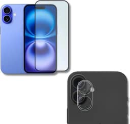 Película De Vidro 3D Tela Toda Para iPhone + Película Lente de Câmera (iPhone 16)