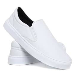 Sapato Tênis Slip On Branco Enfermagem Sapatênis Iate Casual Sem Cadarço Calce Fácil Confortável