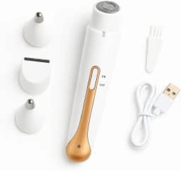 Depilador Elétrico Feminino 4 em 1 Recarregável Sem Fio – Removedor de Pelos Portátil com Aparador Facial, Corporal, Sobrancelha e Nasal – Cabeças Removíveis, USB