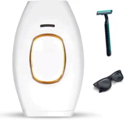 Removedor Pêlos Laser Com Luz Pulsada Permanente Indolor，Dispositivo De Depilação Caseiro, Adequado Para Todo O Corpo, Adequado Para Homens E Mulheres (Branco)