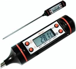 Termômetro Digital Culinário com Sonda Inox – Faixa de -50°C a +300°C, Display LCD, Função Hold, °C/°F – Ideal para Todas as Receitas